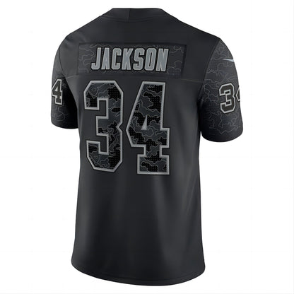 L.Raiders #34 Bo Jackson Black Retired Player RFLCTV Limited Jersey Stitched American Football Jerseys - Main View