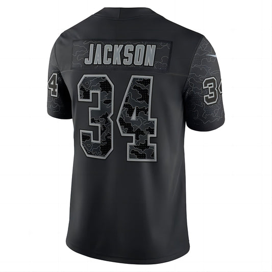 L.Raiders #34 Bo Jackson Black Retired Player RFLCTV Limited Jersey Stitched American Football Jerseys - Main View