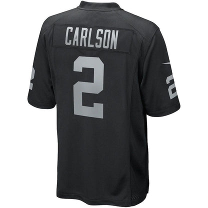 L.Raiders #2 Daniel Carlson Black Game Player Jersey Stitched American Football Jerseys - Main View
