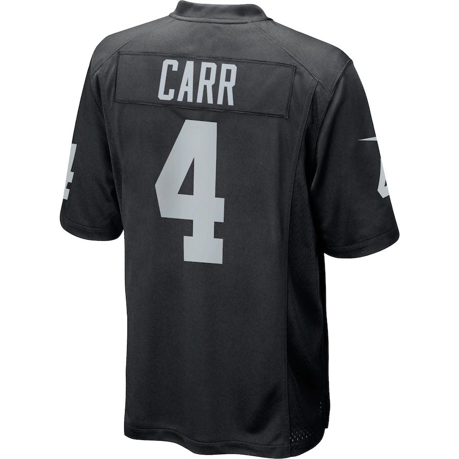 L.Raiders #4 Derek Carr Black Game Player Jersey Stitched American Football Jerseys - Main View