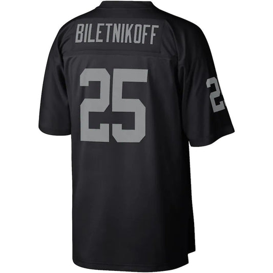 L.Raiders #25 Fred Biletnikoff Mitchell & Ness Black Legacy Replica Jersey Stitched American Football Jerseys - Main View