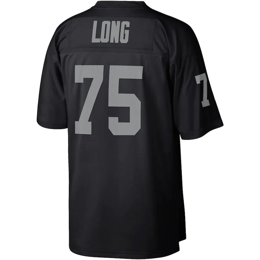 L.Raiders #75 Howie Long Mitchell & Ness Black Legacy Replica Jersey Stitched American Football Jerseys - Main View