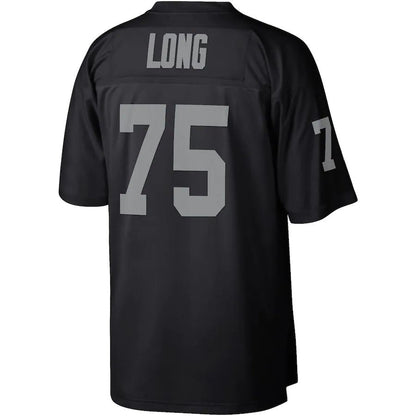 L.Raiders #75 Howie Long Mitchell & Ness Black Legacy Replica Jersey Stitched American Football Jerseys - Main View