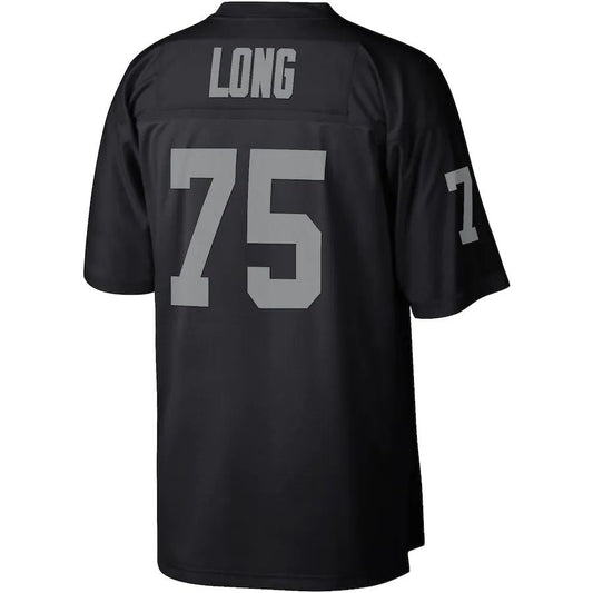 L.Raiders #75 Howie Long Mitchell & Ness Black Legacy Replica Jersey Stitched American Football Jerseys - Main View