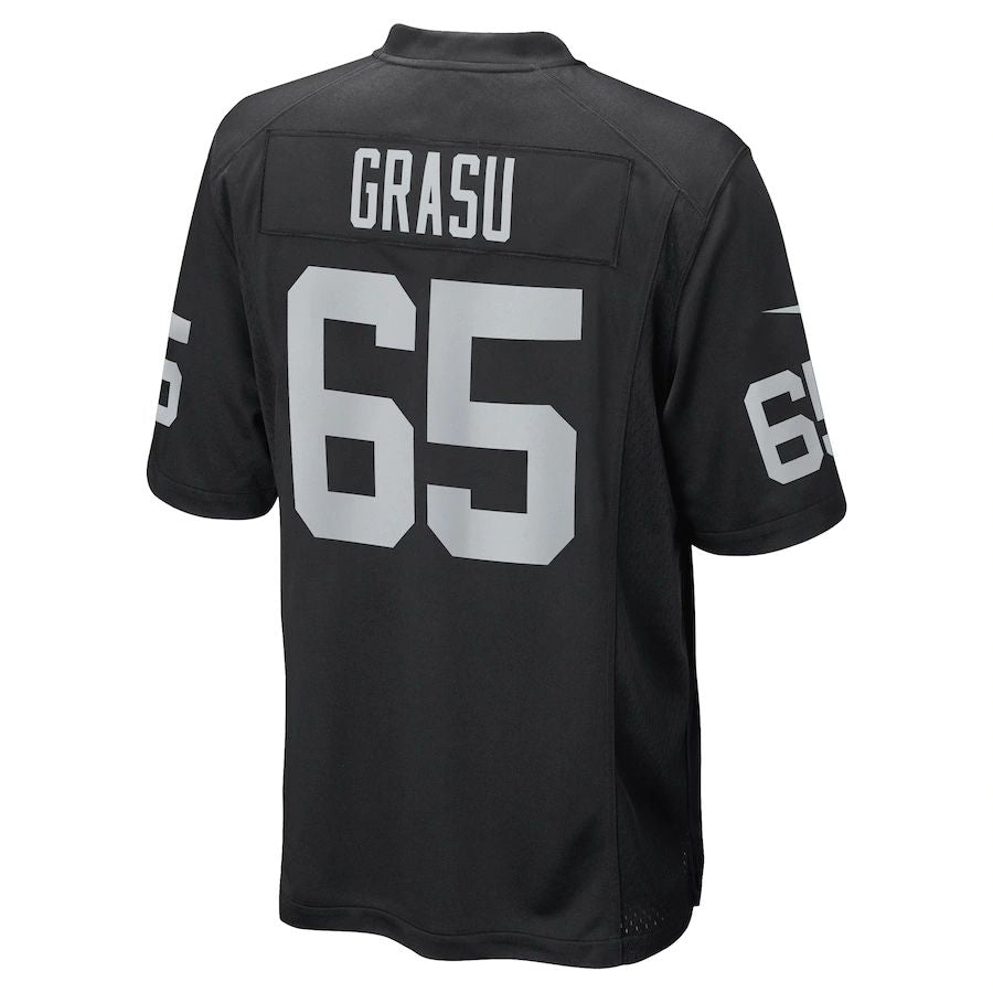 L.Raiders #65 Hroniss Grasu Black Game Player Jersey Stitched American Football Jerseys - Main View