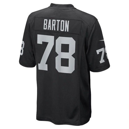 L.Raiders #78 Jackson Barton Black Game Player Jersey Stitched American Football Jerseys - Main View