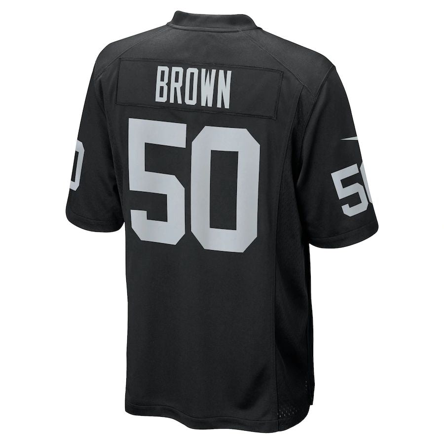 L.Raiders #50 Jayon Brown Black Game Jersey Stitched American Football Jerseys - Main View