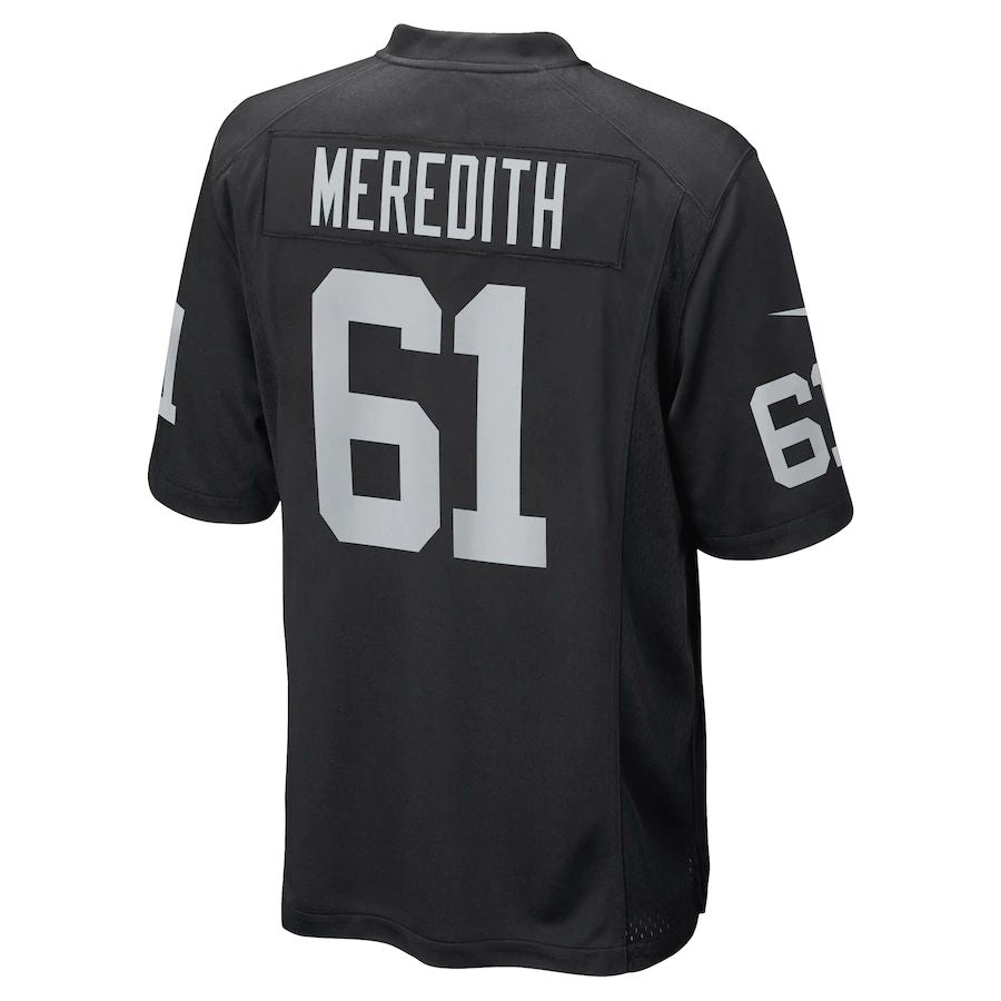 L.Raiders #61 Jordan Meredith Black Game Player Jersey Stitched American Football Jerseys - Main View