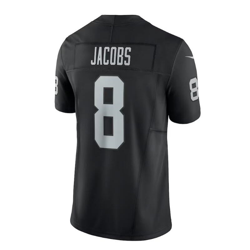 L.Raiders #8 Josh Jacobs Black Vapor F.U.S.E. Limited Jersey Stitched American Football Jerseys - Main View