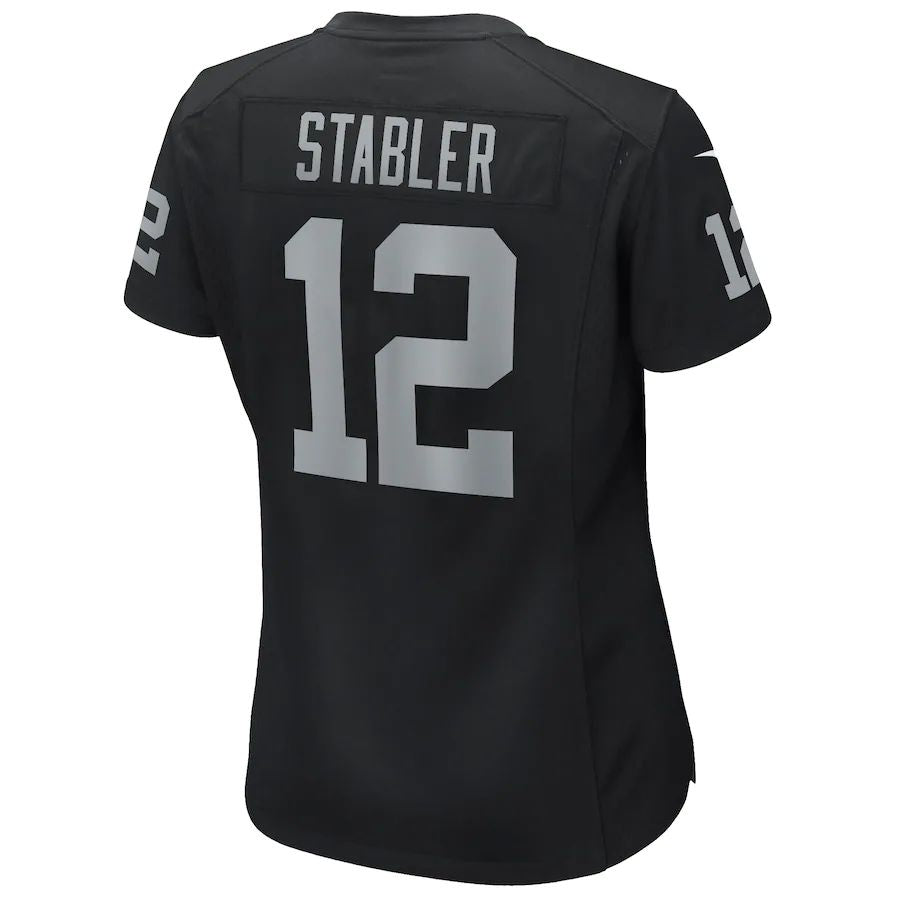 L.Raiders #12 Ken Stabler Black Game Retired Player Jersey Stitched American Football Jerseys - Main View