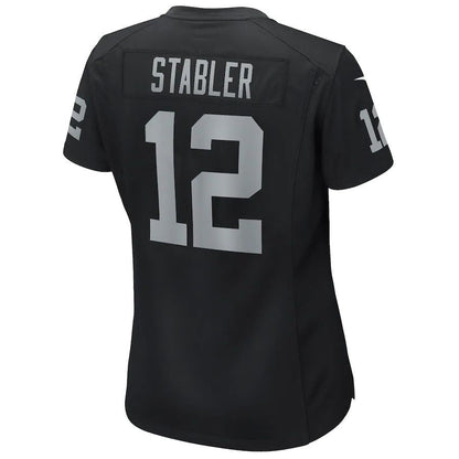 L.Raiders #12 Ken Stabler Black Game Retired Player Jersey Stitched American Football Jerseys - Main View