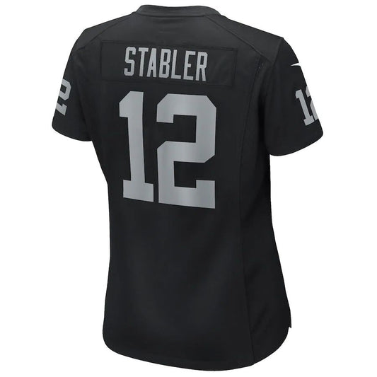 L.Raiders #12 Ken Stabler Black Game Retired Player Jersey Stitched American Football Jerseys - Main View