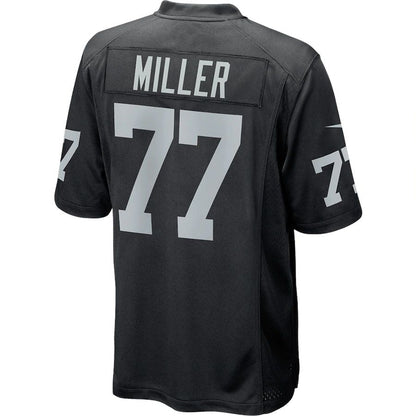 L.Raiders #77 Kolton Miller Black Game Player Jersey Stitched American Football Jerseys - Main View