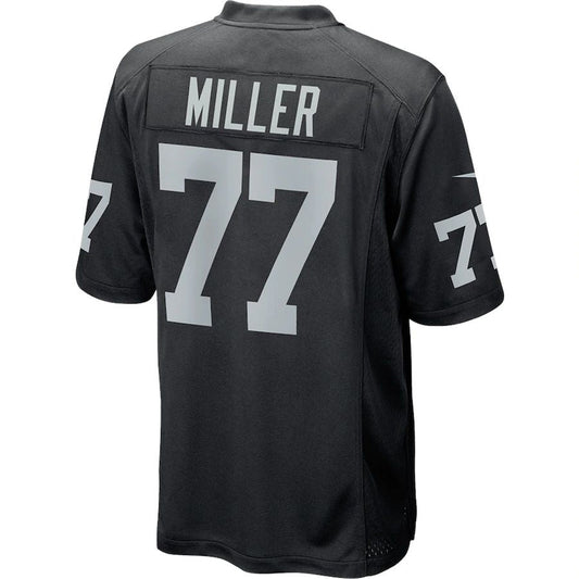 L.Raiders #77 Kolton Miller Black Game Player Jersey Stitched American Football Jerseys - Main View