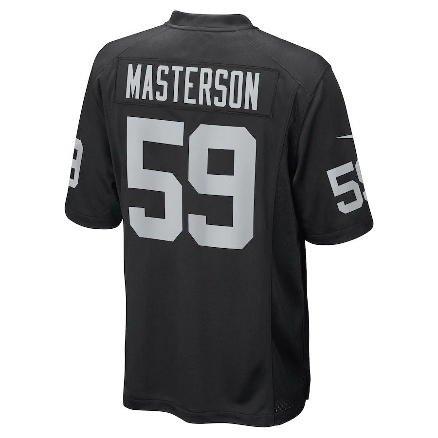 L.Raiders #59 Luke Masterson Black Game Player Jersey Stitched American Football Jerseys - Main View