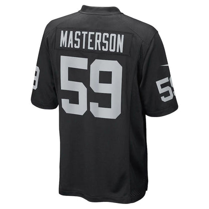 L.Raiders #59 Luke Masterson Black Game Player Jersey Stitched American Football Jerseys - Main View