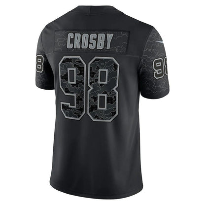 L.Raiders #98 Maxx Crosby Black RFLCTV Limited Jersey Stitched American Football Jerseys - Main View