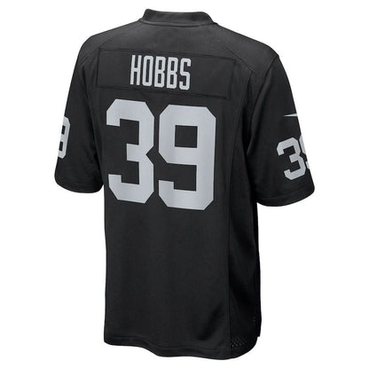 L.Raiders #39 Nate Hobbs Black Game Jersey Stitched American Football Jerseys - Main View
