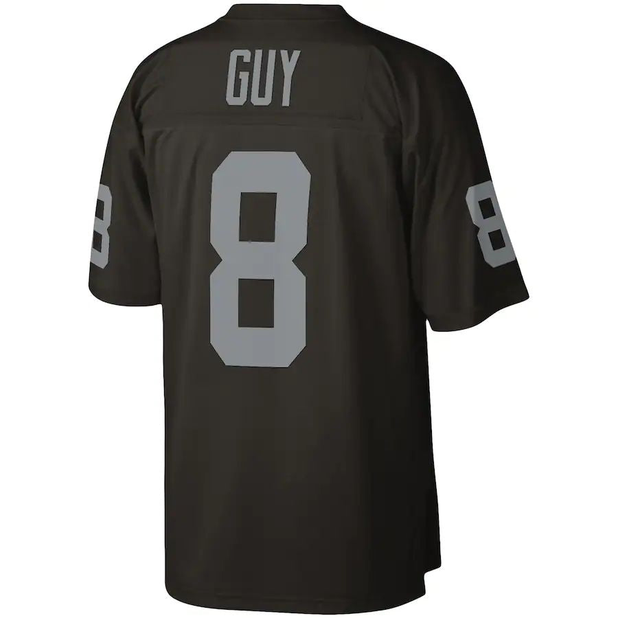 L.Raiders #8 Ray Guy Mitchell & Ness Black 1976 Legacy Replica Jersey Stitched American Football Jerseys - Main View