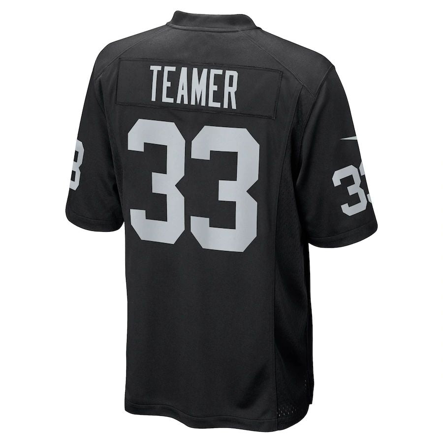 L.Raiders #33 Roderic Teamer Black Game Jersey Stitched American Football Jerseys - Main View