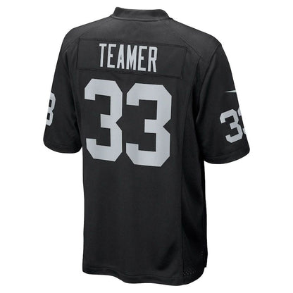 L.Raiders #33 Roderic Teamer Black Game Jersey Stitched American Football Jerseys - Main View