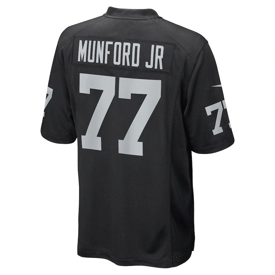 L.Raiders #77 hayer Munford Jr. Black Game Player Jersey Stitched American Football Jerseys - Main View