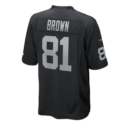 L.Raiders #81 Tim Brown Black Game Retired Player Jersey Stitched American Football Jerseys - Main View