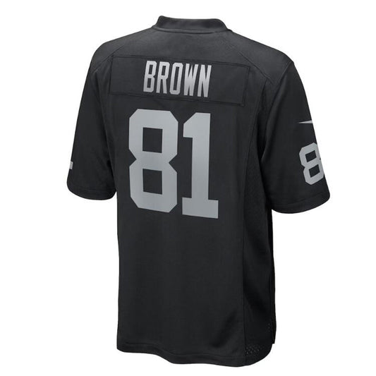 L.Raiders #81 Tim Brown Black Game Retired Player Jersey Stitched American Football Jerseys - Main View