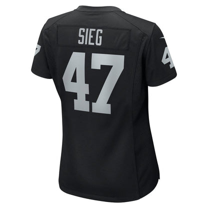 L.Raiders #47 Trent Sieg Black Game Jersey Stitched American Football Jerseys - Main View