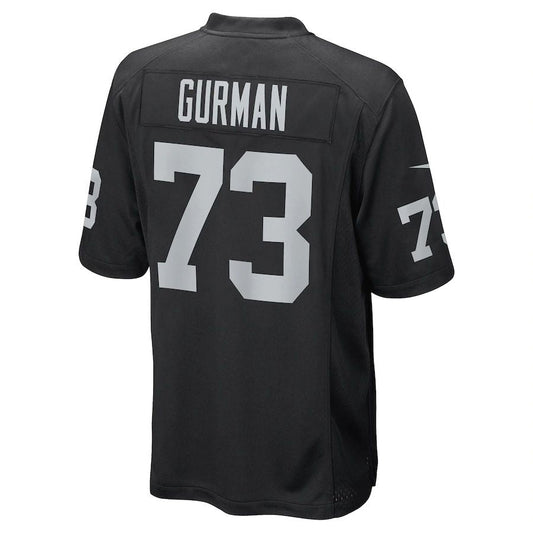 L.Raiders #73 Vitaliy Gurman Black Game Player Jersey Stitched American Football Jerseys - Main View