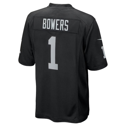 L.Raiders #1 Brock Bowers 2024 Draft First Round Pick Player Game Jersey - Black American Football Jerseys - Main View