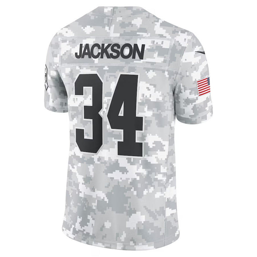 LV.Raiders #34 Bo Jackson Arctic Camo 2024 Salute to Service Retired Player Limited Stitched American Football Jerseys - Main View