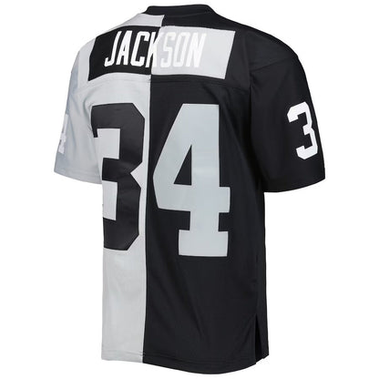 LV. Raiders #34 Bo Jackson Mitchell & Ness 1988 Split Legacy Replica Jersey - Black/Silver Stitched American Football Jerseys - Main View