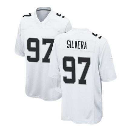 L.Raiders #97 Nesta Jade Silvera Game Jersey - White Stitched American Football Jerseys - Main View