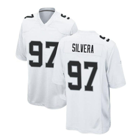 L.Raiders #97 Nesta Jade Silvera Game Jersey - White Stitched American Football Jerseys - Main View