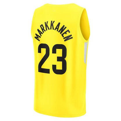 U.Jazz #23 Lauri Markkanen Fanatics Branded 2022-23 Fast Break Replica Player Jersey Icon Edition Yellow Stitched American Basketball Jersey - Main View