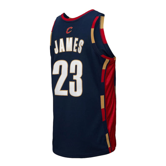 C.Cavaliers #23 LeBron James Mitchell & Ness 2008-09 Hardwood Classics Authentic Jersey Navy Stitched American Basketball Jersey - Main View
