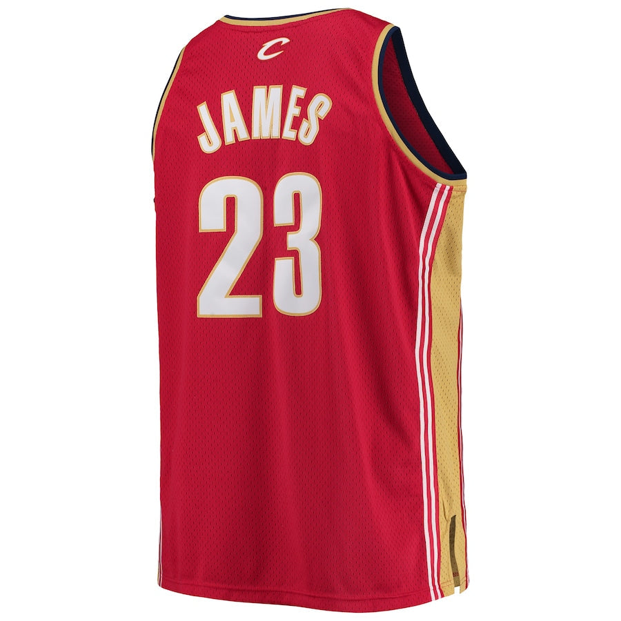 C.Cavaliers #23 LeBron James Mitchell & Ness Big & Tall Hardwood Classics Swingman Jersey Wine Stitched American Basketball Jersey - Main View