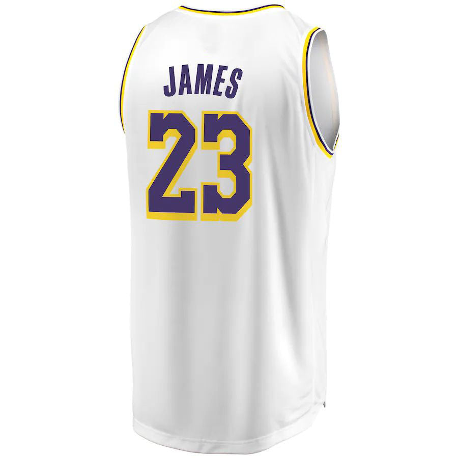 LA.Lakers #23 LeBron James Fanatics Branded 2018-19 Fast Break Replica Jersey White Association Edition Stitched American Basketball Jersey - Main View