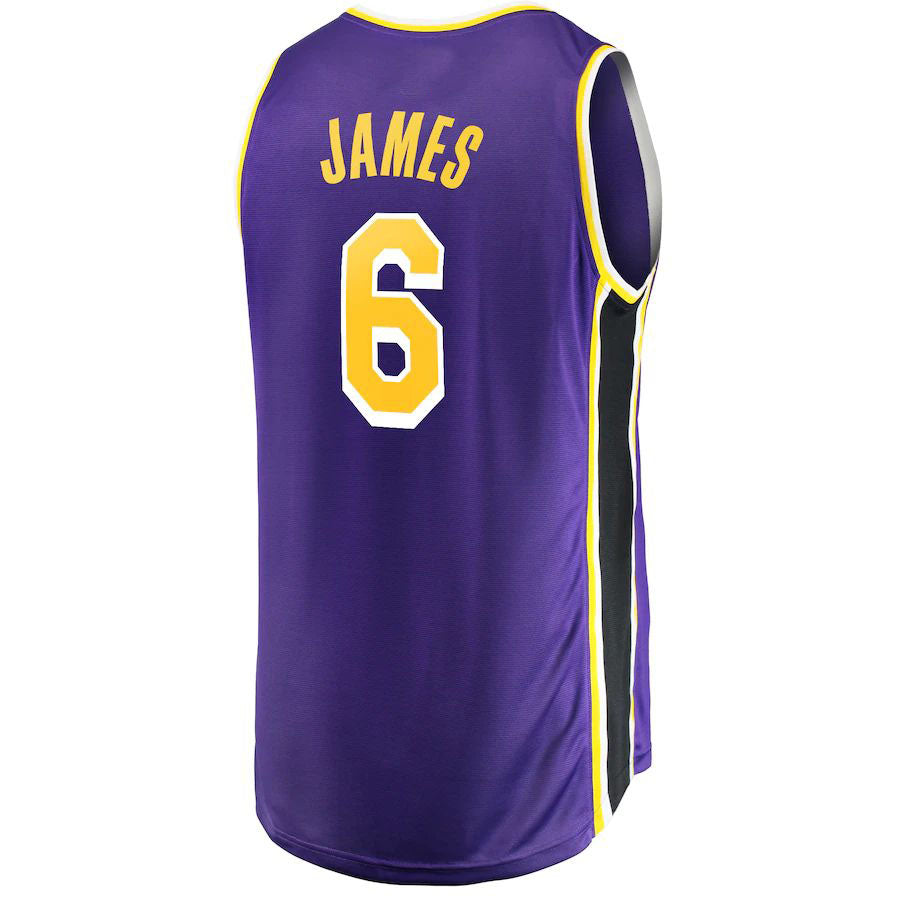 LA.Lakers #6 LeBron James  Fanatics Branded 2021-22 Fast Break Replica Player Jersey Purple Statement Edition Stitched American Basketball Jersey - Main View