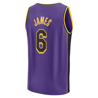 LA.Lakers #6 LeBron James Fanatics Branded 2022-23 Fast Break Replica Player Jersey Statement Edition Purple Stitched American Basketball Jersey - Main View