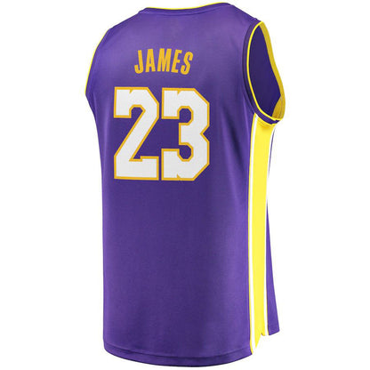 LA.Lakers #23 LeBron James Fanatics Branded Fast Break Replica Jersey Purple Statement Edition Stitched American Basketball Jersey - Main View