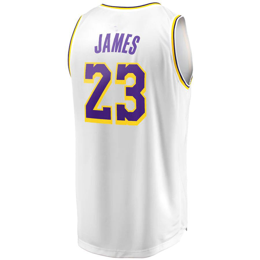 LA.Lakers #23 LeBron James Fanatics Branded Fast Break Replica Player Jersey Association Edition White Stitched American Basketball Jersey - Main View