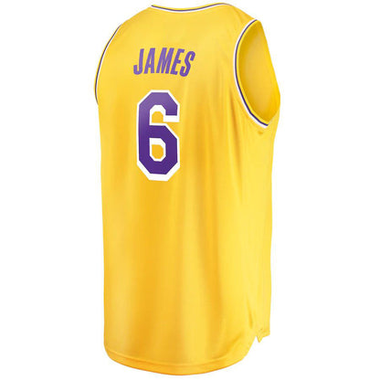 LA.Lakers #6 LeBron James Fanatics Branded Youth 2021-22 Fast Break Replica Player Jersey Icon Edition Gold Stitched American Basketball Jersey - Main View