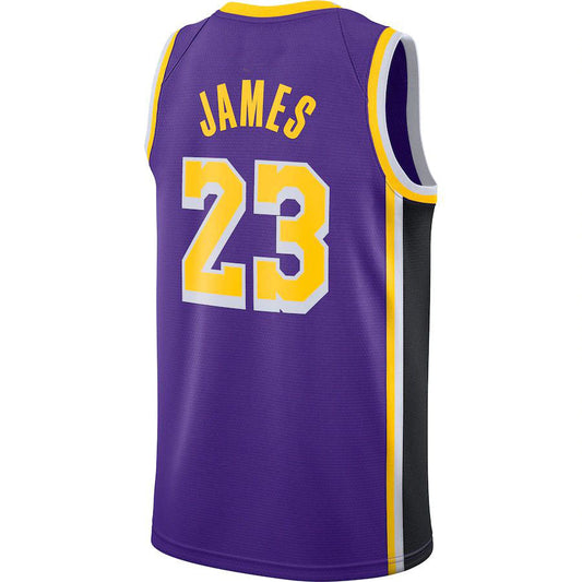 LA.Lakers #23 LeBron James Jordan Brand 2020-21 Swingman Jersey Statement Edition Purple Stitched American Basketball Jersey - Main View
