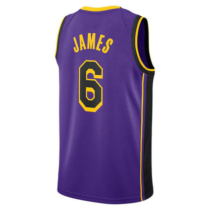 LA.Lakers #6 LeBron James Jordan Brand 2022-23 Statement Edition Swingman Jersey Purple Stitched American Basketball Jersey - Main View