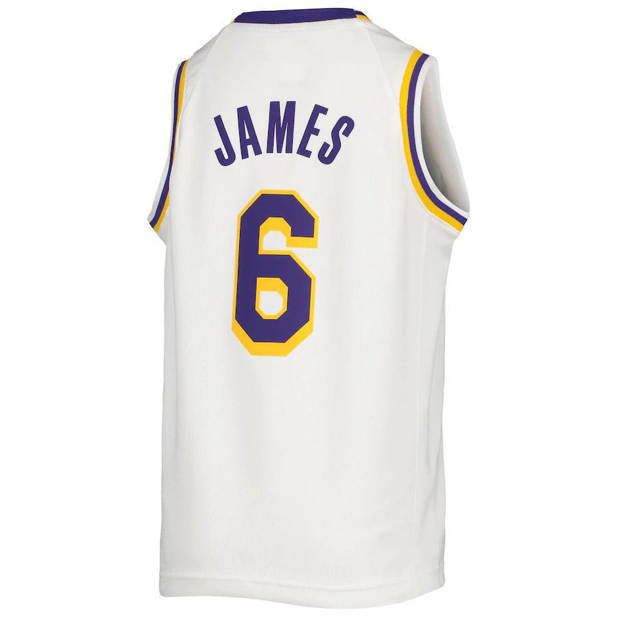LA.Lakers #6 LeBron James 2020-21 Swingman Jersey Association Edition White Stitched American Basketball Jersey - Main View