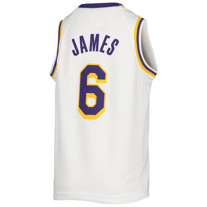 LA.Lakers #6 LeBron James 2020-21 Swingman Jersey Association Edition White Stitched American Basketball Jersey - Main View