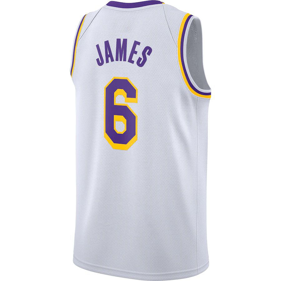 LA.Lakers #6 LeBron James 2021-22 Swingman Player Jersey White Association Edition Stitched American Basketball Jersey - Main View