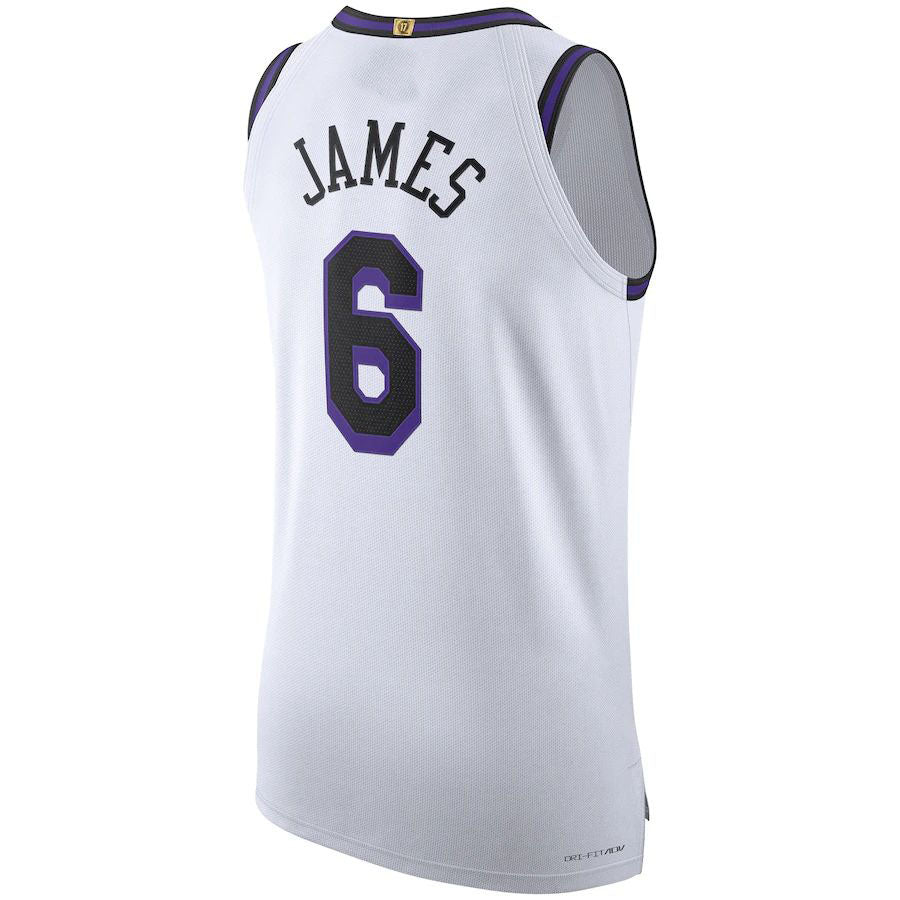 LA.Lakers #6 LeBron James 2022-23 Authentic Jersey City Edition White Stitched American Basketball Jersey - Main View